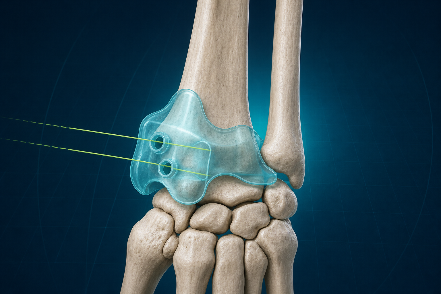 Three-dimensional planning view of the distal radius, ulna and distal radioulnar joint with a patient-specific guide
